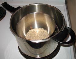 cooking rice in a pressure cooker